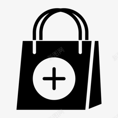 黑白购物袋添加购买图标图标