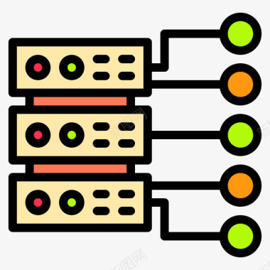 图标数据库网络网络和数据库3线性颜色图标图标