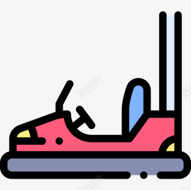 三色碰碰车碰碰车4号拱廊线性颜色图标图标