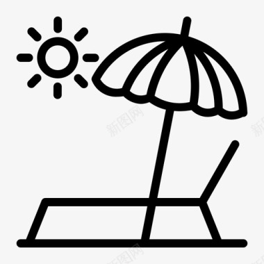 海滩遮阳伞遮阳伞海滩假日图标图标