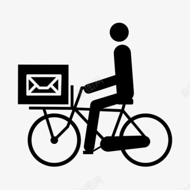 自行车送货黑信封箱图标图标