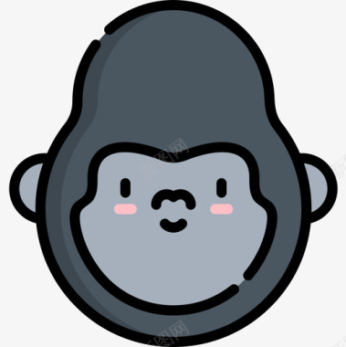 猩猩大猩猩丛林13线性颜色图标图标