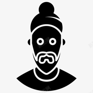 锡克教人头像胡子人印度人图标图标