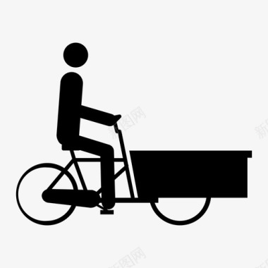 黑色载货自行车低自行车骑手边缘图标图标