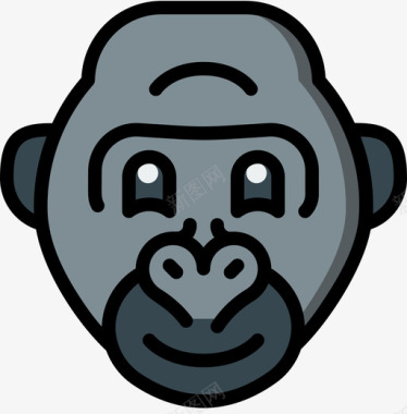 猩猩大猩猩动物园24线性颜色图标图标