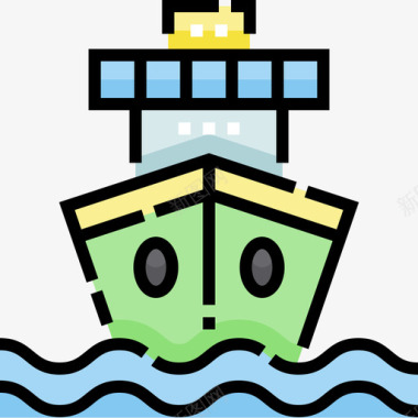 船舶车辆运输5直线颜色图标图标