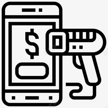 火焰数字3移动支付数字银行3线性图标图标