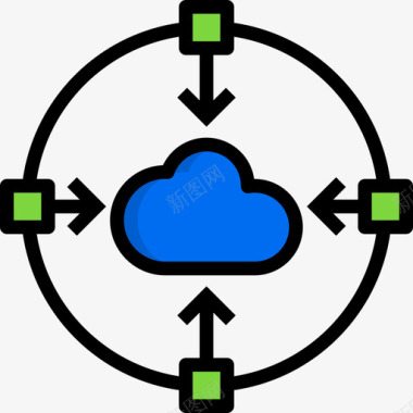 网络4k云数据和网络管理4线性颜色图标图标