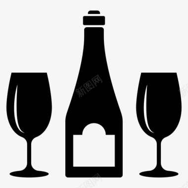 酒瓶及酒杯酒类活动图标图标