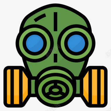 防毒面具空气污染3线性颜色图标图标