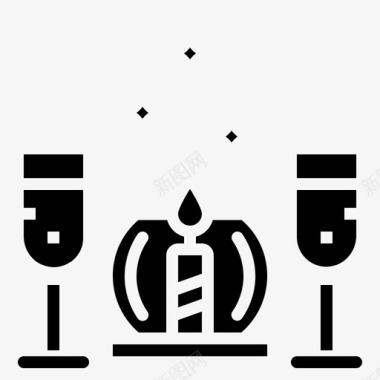 周年庆祝蜡烛庆祝晚餐图标图标