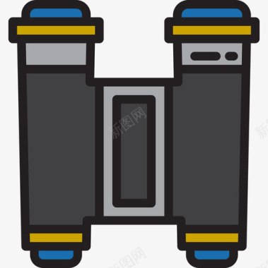 户外的风景双筒望远镜户外野营1台线性颜色图标图标