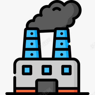 工厂模型工厂可再生能源2线性颜色图标图标