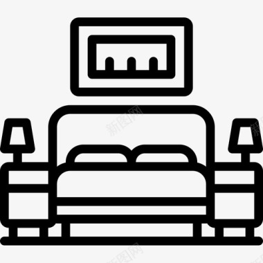 卧室卧室室内21线性图标图标