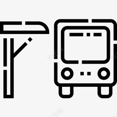 公共环境标识公共汽车站车辆运输4直线图标图标