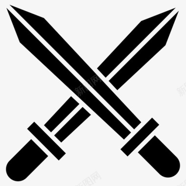 饭店标志交叉剑剑战斗武器图标图标