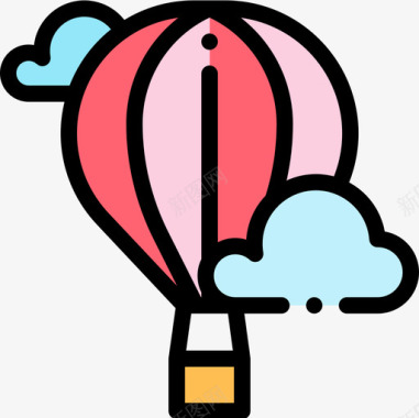 热气球热气球航空33线颜色图标图标
