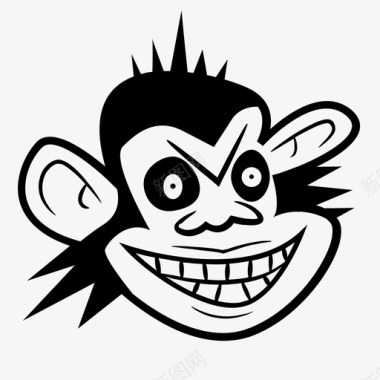 黑猴子疯猴子猿猴卡通图标图标