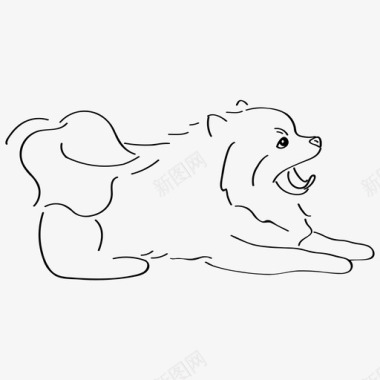 狗躺着打哈欠动物可爱图标图标