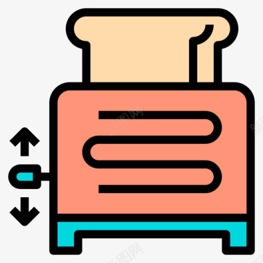 厨房烤箱设备烤箱厨房93线性颜色图标图标
