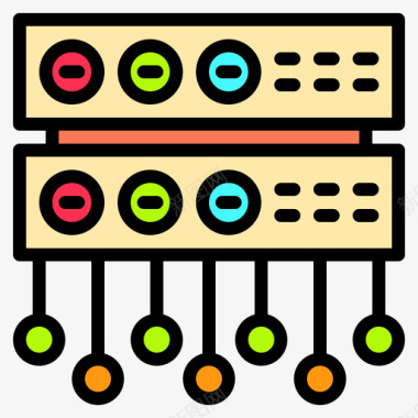 图标数据库数据库网络和数据库3线性颜色图标图标