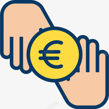 火焰欧元图标欧元慈善54线性颜色图标图标