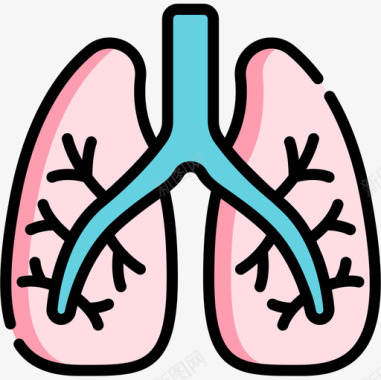肺状况肺医学40线状颜色图标图标