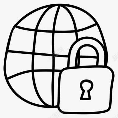 全球安全网络安全全球带锁图标图标