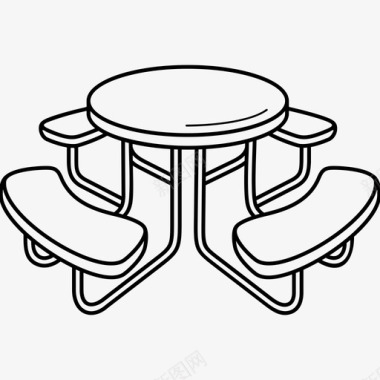 野餐桌户外圆形图标图标