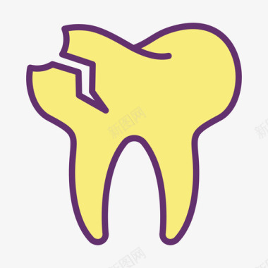 露着牙齿断牙牙齿40线形颜色图标图标
