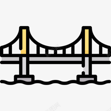 桥梁桩基桥梁工程73线性颜色图标图标