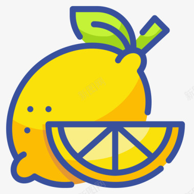 柠檬水果和蔬菜48线性颜色图标图标