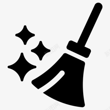 扁平化扫帚清洁标志清洁扫帚清洁工图标图标