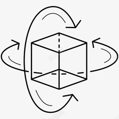 立方体三维旋转箭头立方体图标图标