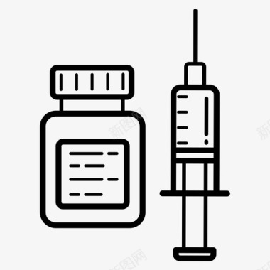 线图注射药物医疗线图标图标