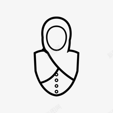 戴头巾的女性用户商业媒体图标图标