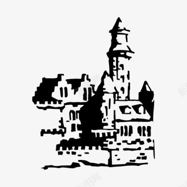 中世纪城堡古堡图标图标