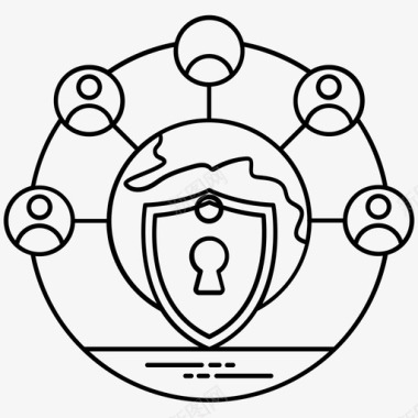 网络保护信息安全网络集成图标图标
