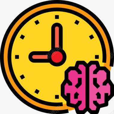 挂钟钟面挂钟大脑概念4线颜色图标图标