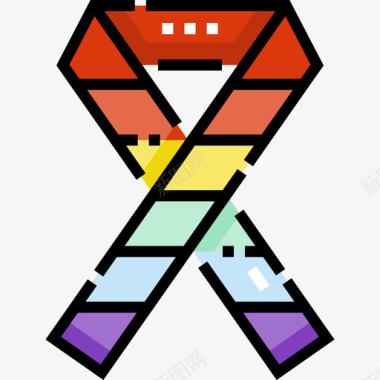 丝带世界骄傲日18线性颜色图标图标