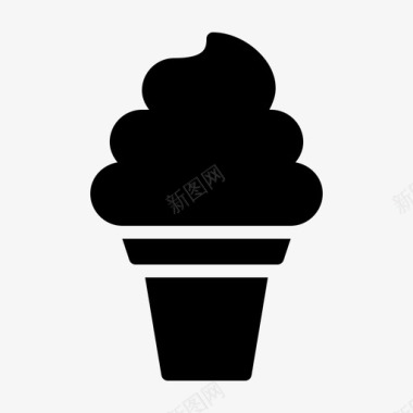 冰淇淋蛋卷食物夏季雕文图标图标