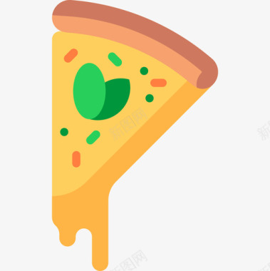 披萨片纯素食品5扁平图标图标
