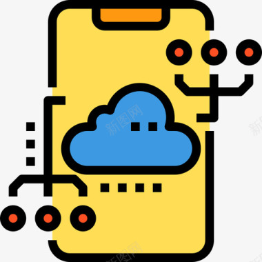 云计算背景云计算云技术23线性颜色图标图标
