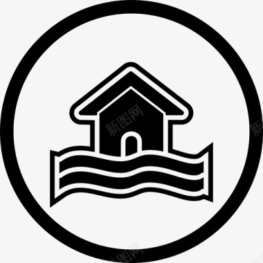天气符号洪水符号灾害警告图标图标