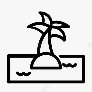 旅游岛海滩棕榈树图标图标