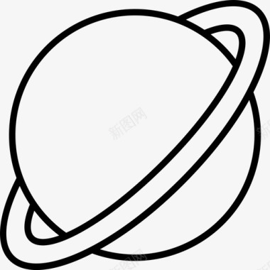 单线土星行星光环图标图标