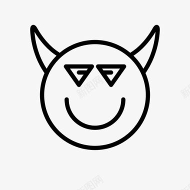 微笑的天使恶魔表情符号角图标图标
