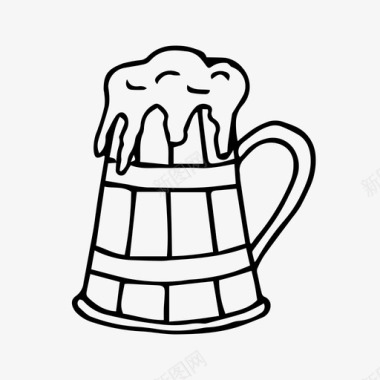 啤酒杯酒精手绘图标图标