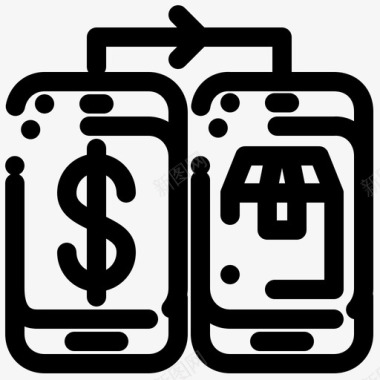 虚线分割线手机盒子美元图标图标