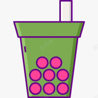 樱花泡茶樱花节线性颜色图标图标
